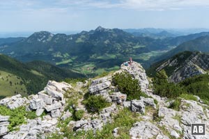 Aussicht vom Gipfel der Aiplspitz ins Leitzachtal und auf den Wendelstein